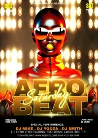 Afro beats saturday night party videi flyer A6 template