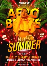 afro beats summer night party video flyer A4 template