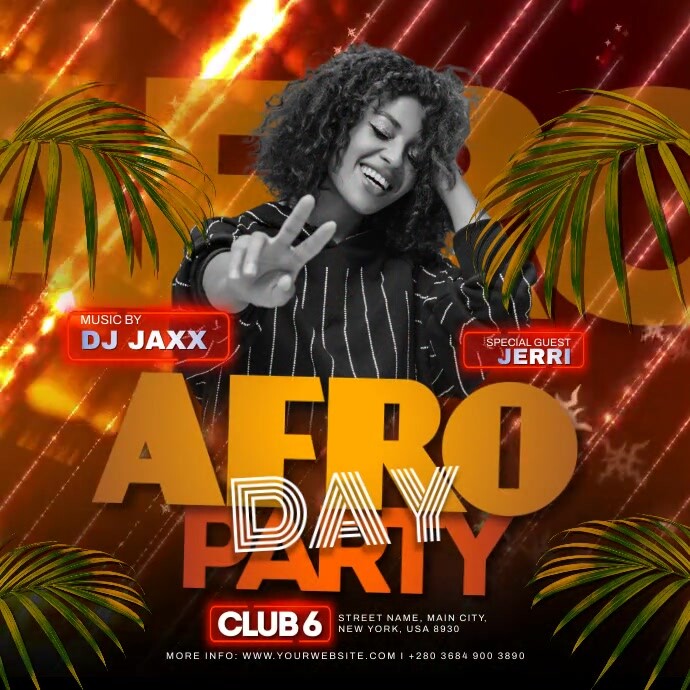 Afro Day Party Instagram Post template