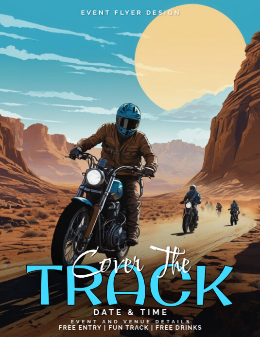 Copy of Afro-Futuristic Bike Rally Flyer Background in Desert Terrain ...