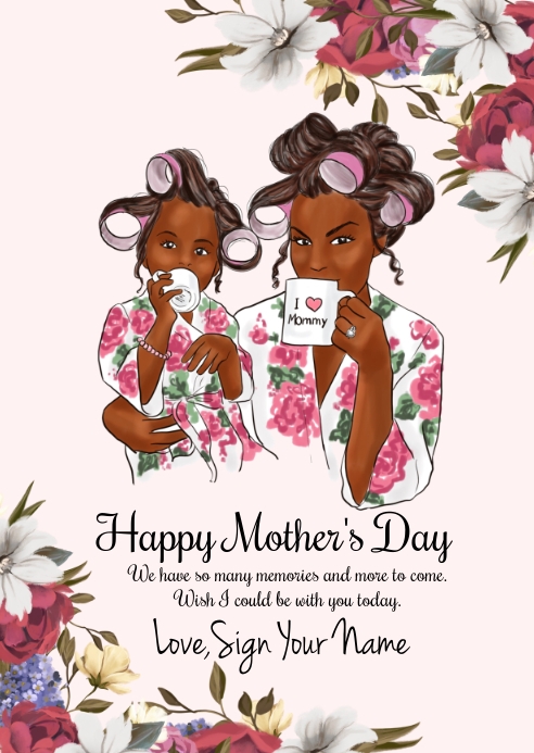 Afro Happy Mother's Day from Daughter A6 template