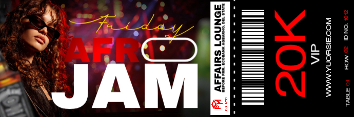 Plantilla de Afro Jam Friday VIP Ticket | PosterMyWall