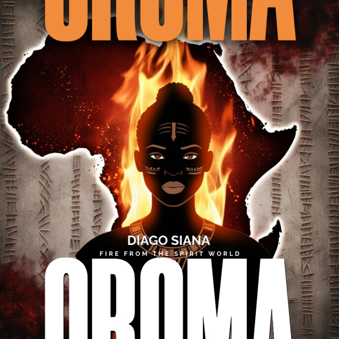Afro-Spiritual Trap Album Cover With Tribal Priestess In Flames template
