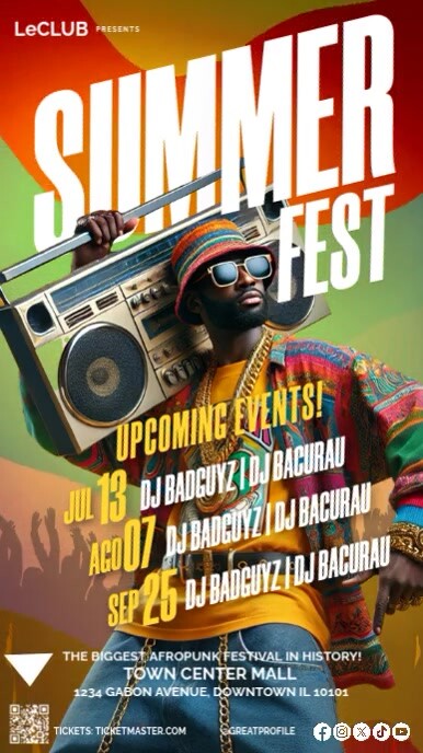 Afro Summer Fest Poster Template – Upcoming Events Instagram Story