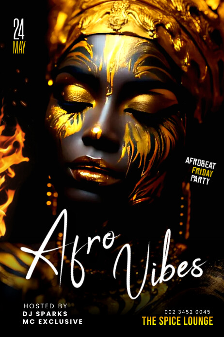 Afro vibes night party flyer design โปสเตอร์ template