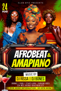 Afrobeat and Amapiano Music afropiano festival concert social media promotion Event Poster design fr template
