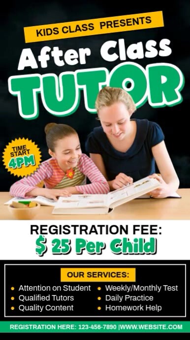 Fter Class Tutorial Plantilla de After Class Tutor | PosterMyWall