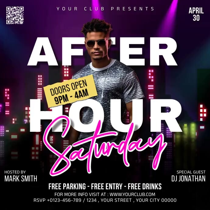 After Hour Saturday Instagram Post template