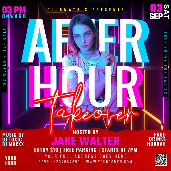 After Hour takeover Publicação no Instagram template