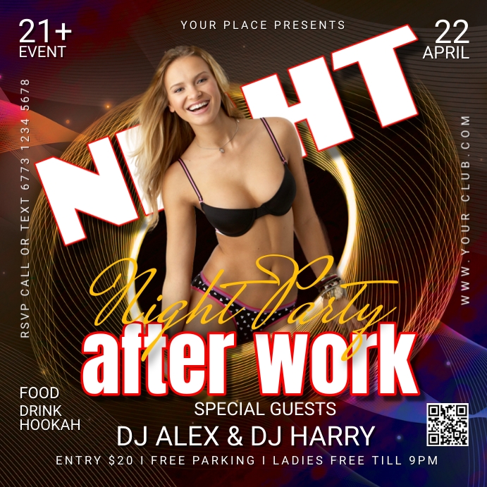 After Night Party Flyer Publicação no Instagram template