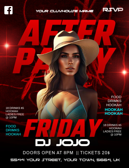 AFTER PARTY FLYERS Folheto (US Letter) template