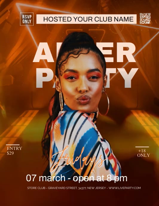 After Party Video Flyer (US Letter) template