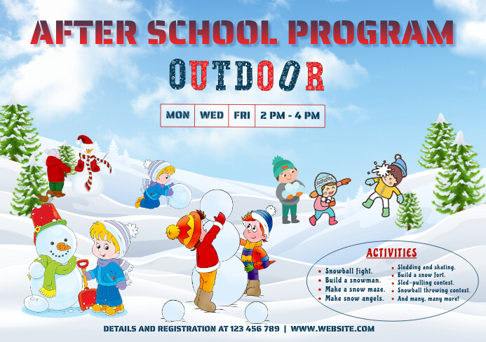 Winter Program Sign After school outdoor winter program Template | PosterMyWall