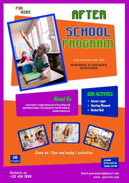 after school program A5 template