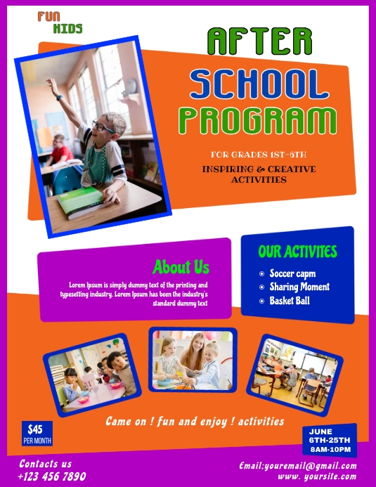 Plantilla de after school program PosterMyWall