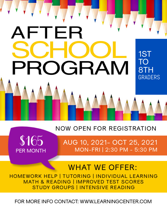 School Program Flyer Sample Copy of After School Program Flyer | PosterMyWall