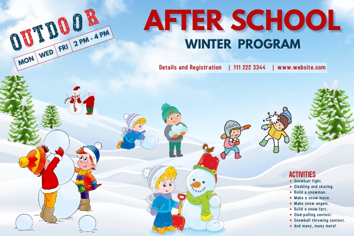 After school winter program poster Template | PosterMyWall