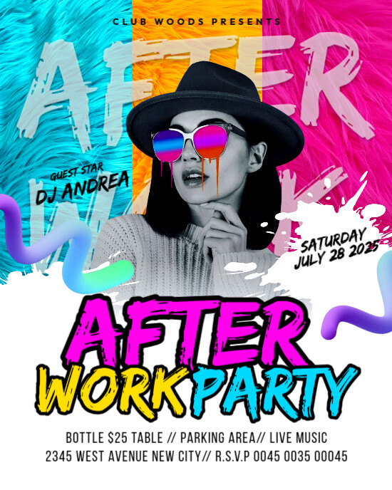 After work Friday night club colourful party event bar invitation ...