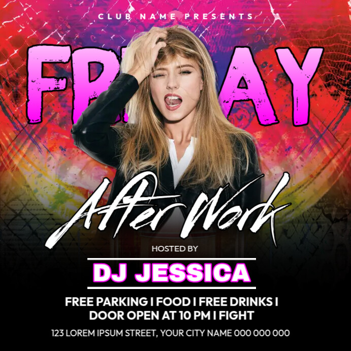 After Work Friday Party Post Instagram template