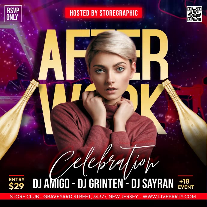 After Work Party Ads Instagram-Beitrag template
