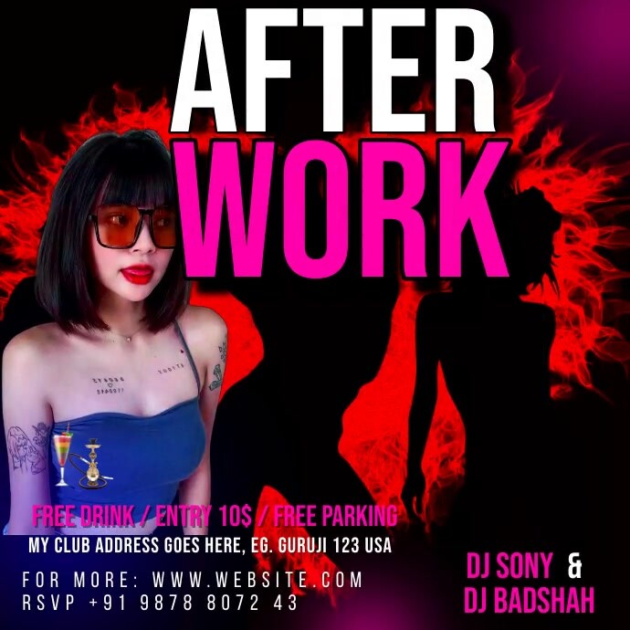 After work party สี่เหลี่ยมจัตุรัส (1:1) template