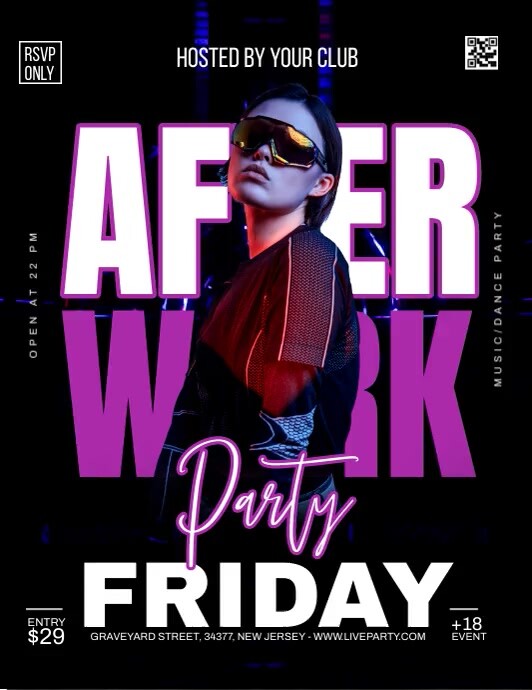 After Work Party Video Volante (Carta US) template