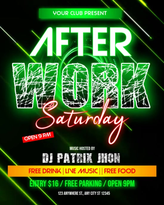 after work Saturday instagram portrait Template | PosterMyWall