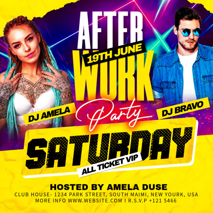 Advert Day Rave Copy of After Work Saturday Party Social Media ad | PosterMyWall