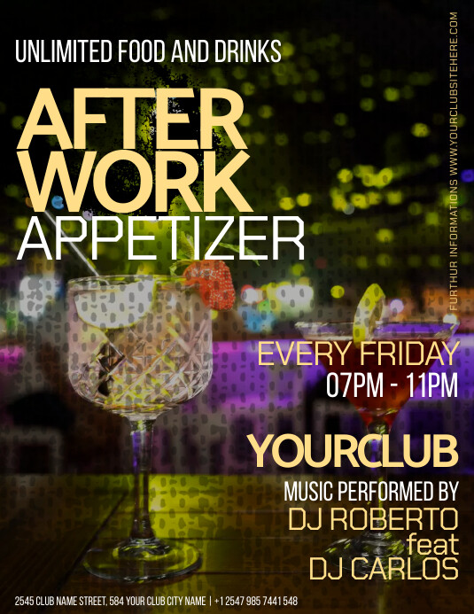 AFTERWORK, APPETIZER, APERITIVO Volantino (US Letter) template