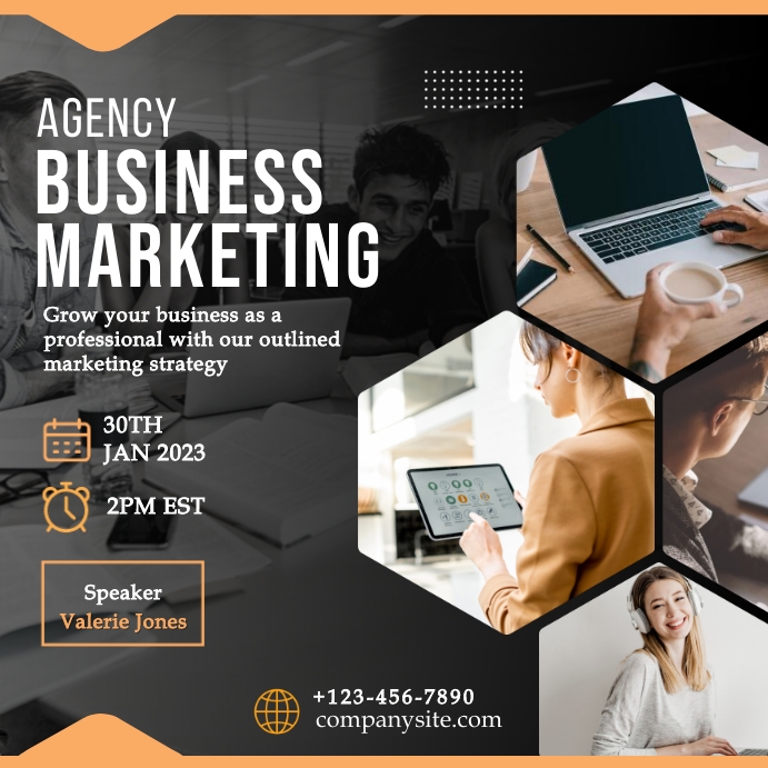 Hexagonal Instagram Agency Business Marketing hexagonal Template | PosterMyWall