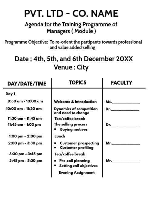 Agenda Training Programme Notice Template | PosterMyWall