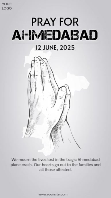 Ahmedabad Plane Crash Instagram Story Template