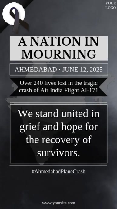 Ahmedabad Plane Crash Tribute Instagram Post Template