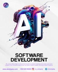 AI artificial intelligence technology software development solutions company promotion online poster Instagram Portrait template