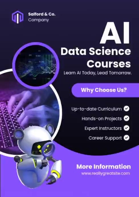 Purple Data Science Courses A4 Template | PosterMyWall