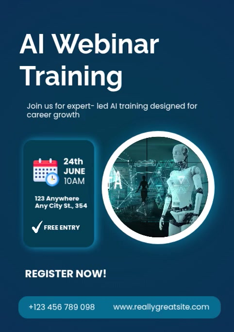 Copy of AI Webinar — Artificial Intelligence A2 Video Poster | Editable ...