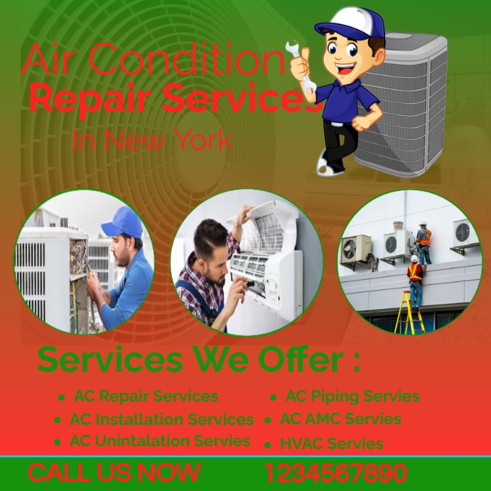 Air Condition Repair Services Flyer Template | PosterMyWall