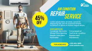 Air Condition Service and Solution offer banner Digitalt display (16:9) template