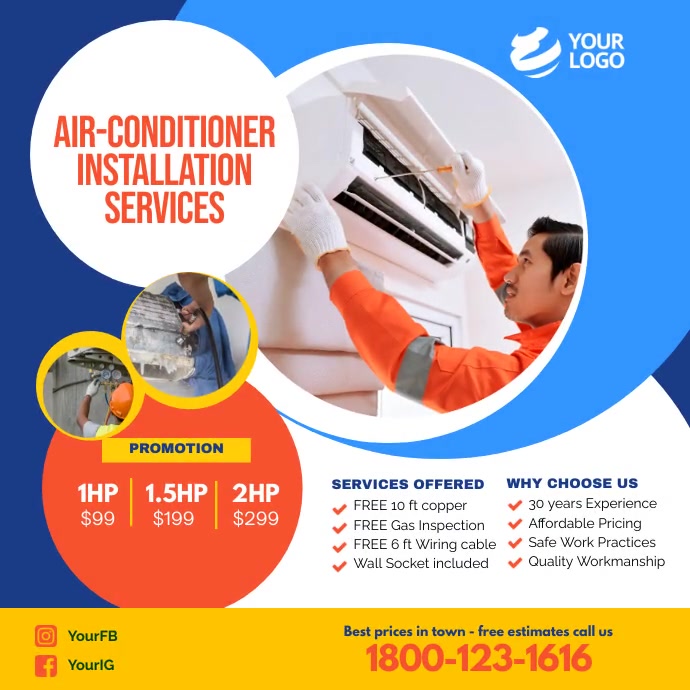 Air conditioner flyer Instagram Facebook Template | PosterMyWall