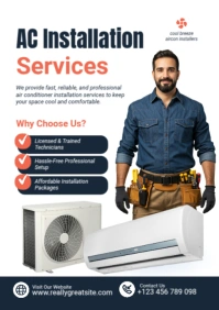 Air Conditioner Installation Services Poster Template – Professional Cooling & AC Repair A2