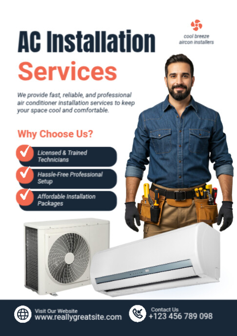 Copy of Air Conditioner Installation Services Poster Template ...