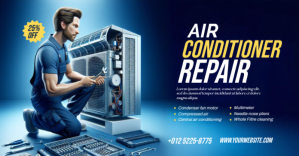 Air Conditioner Repair Service Ad Template Изображение, которым поделились на Facebook