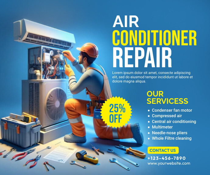 Air Conditioner Repair Service Ad Template | PosterMyWall