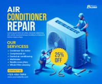 Air Conditioner Repair Service Ad Template Rettangolo medio