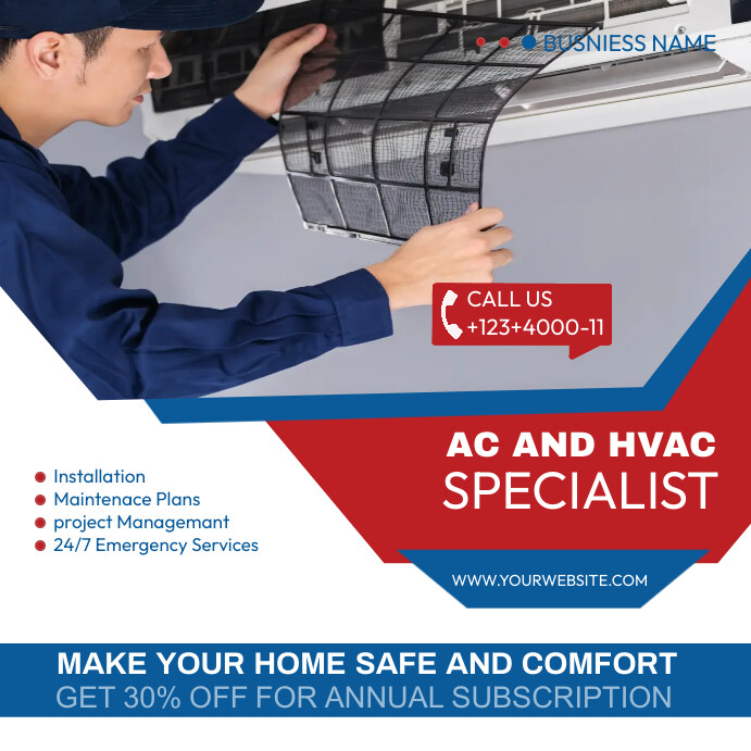 Air conditioner repair service post template | PosterMyWall