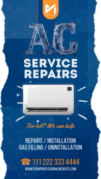 Blue AC Service Repairs Instagram Story Video template