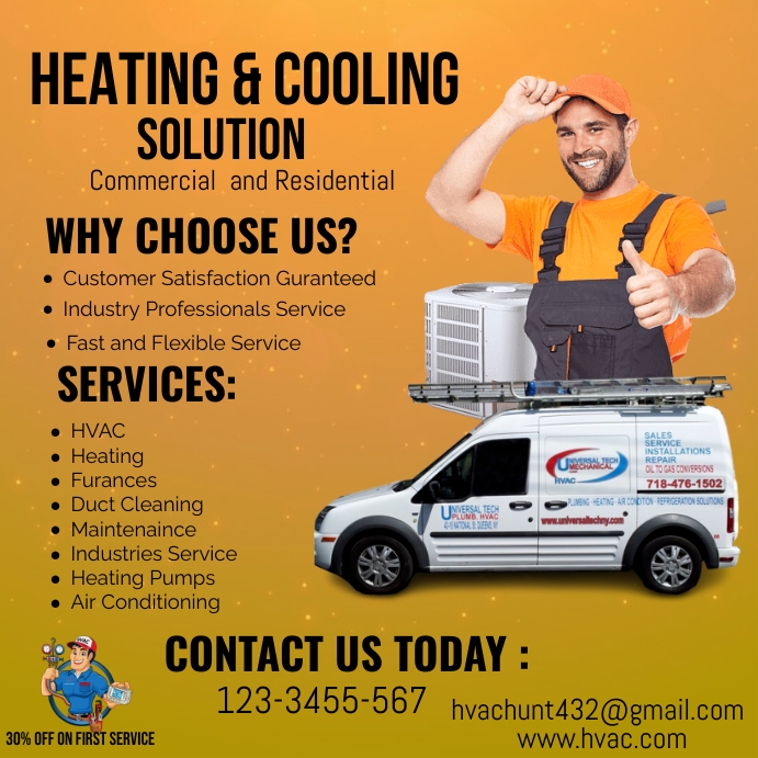 Air Conditioning HVAC Social Media Ad Hvac se Template | PosterMyWall