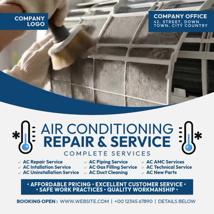 Copy of Air Conditioning Repair Services Ad Template | PosterMyWall
