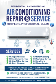 白色 Air Conditioning Services Poster Template