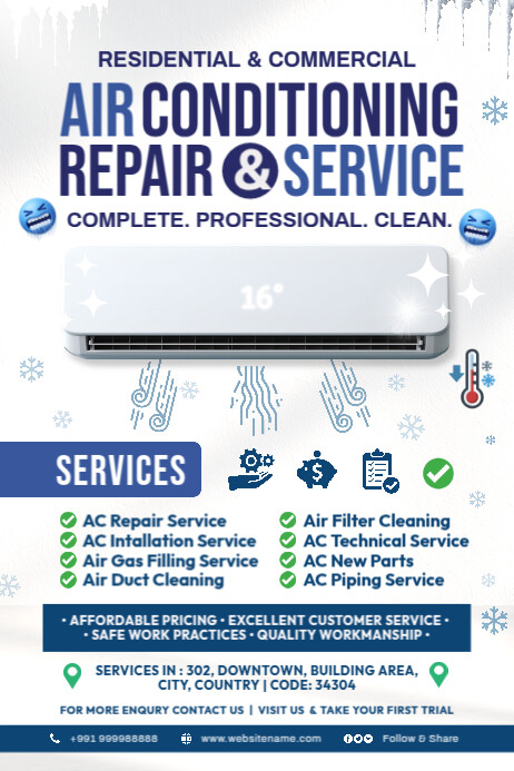 Air Conditioning Repair Services Template | PosterMyWall